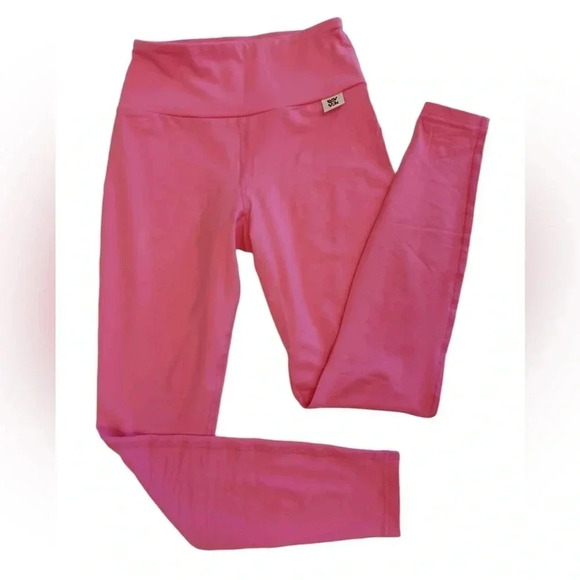 Lucy  & Yak Pink High Rise Organic Cotton Leggings Size Small - Picture 5 of 9